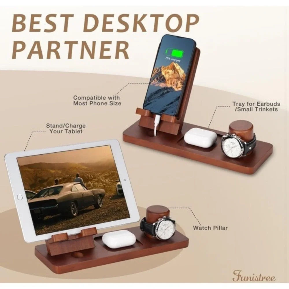 Wooden Phone Docking Station NIB